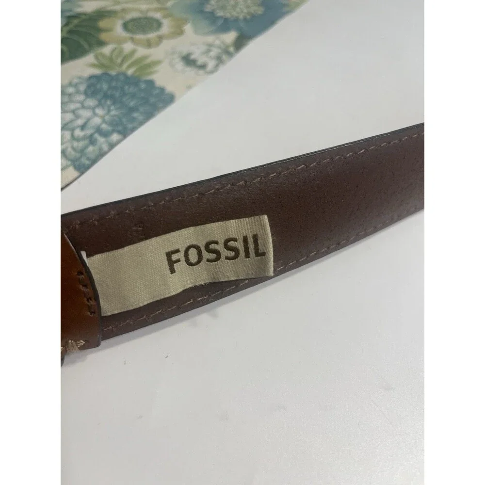 Fossil Dress Belt Brown Sz 34 Genuine Leather Stitching